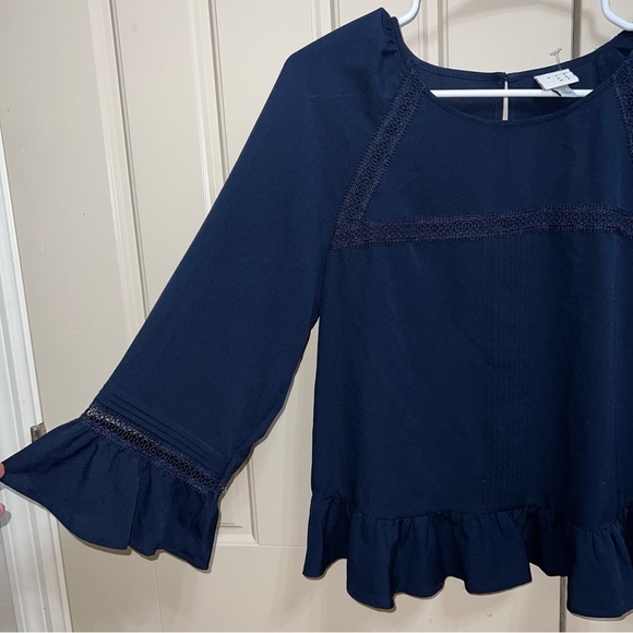 NWT A New Day Xavier Navy Blue Long Sleeve Blouse Size X Small - Picture 2 of 12